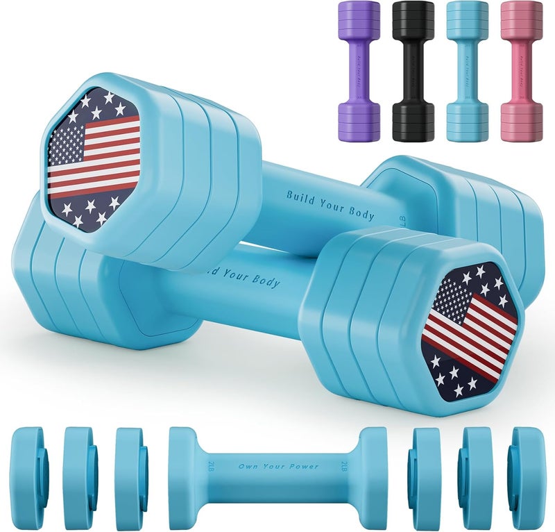 Zempox Adjustable Dumbbell Set of 2, 4 in 1 Hand Weights for Women at Home, 5 lb Weights Dumbbells set of 2, Each 2lb 3lb 4lb 5lb with TPU Soft Rubber Handle for Home Gym Exercise Training - Image 1